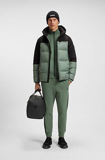 Træningsdragt BOSS Regular-fit tracksuit set in stretch cotton with striped trims Grøn | 50543886, 1