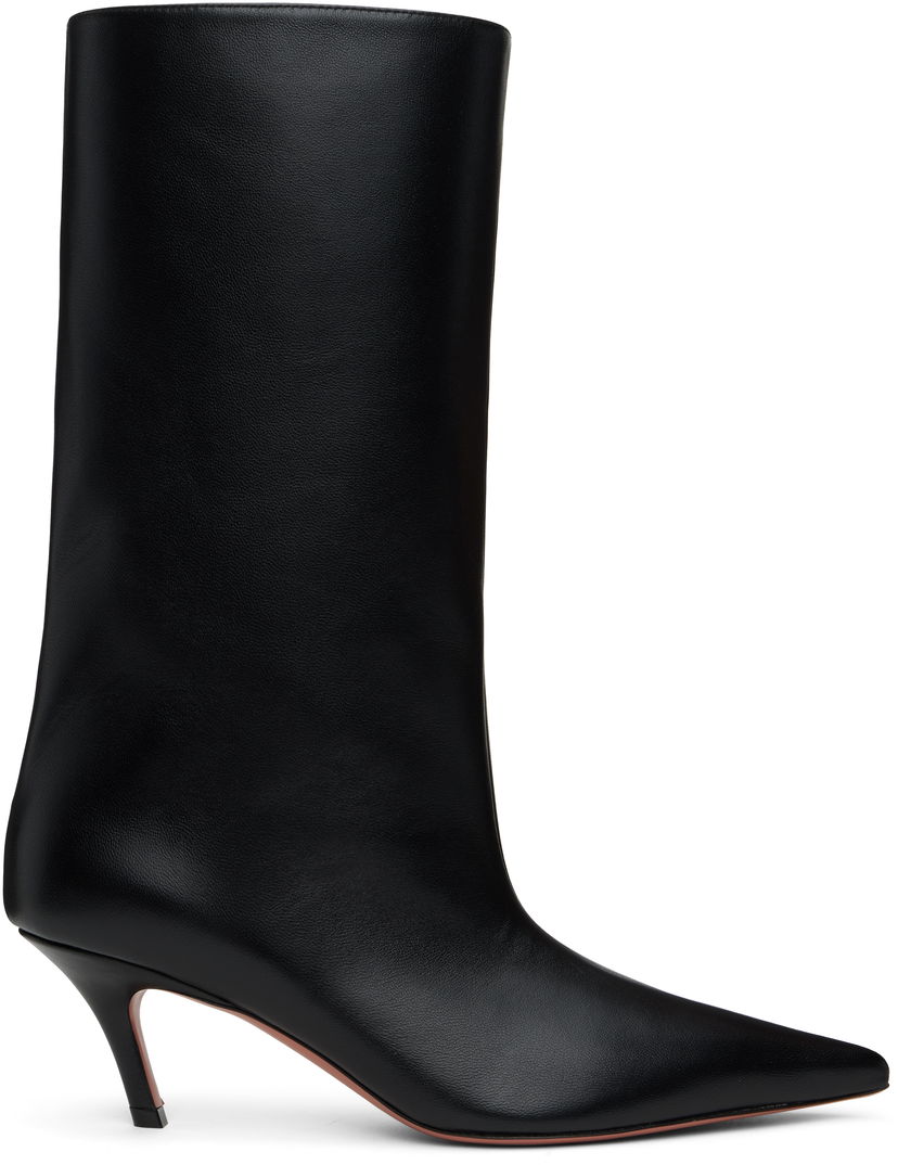 Skopleje Amina Muaddi Amina Muaddi Fiona 60 Kitten Heel Boots Sort | FIONA BOOT NAPPA