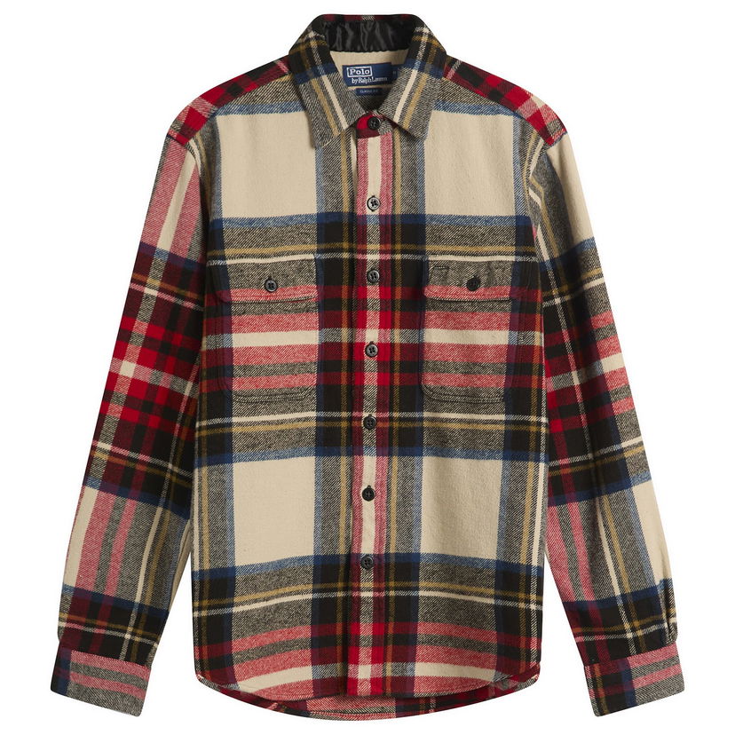 Skjorte Polo by Ralph Lauren Ralph Lauren Polo Flannel Check Classic Fit Overshirt Size Large Flerfarvet | 710981126001-NAT
