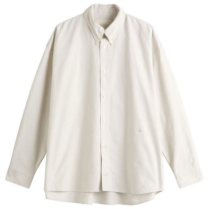 Skjorte Studio Nicholson Studio Nicholson Button Down Shirt, Size Large Beige | RUSKINSNM1152-KHS