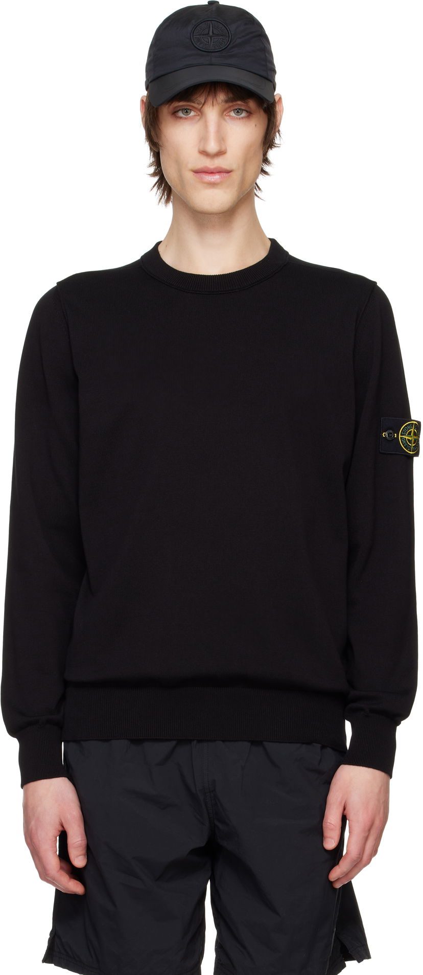 Sweater Stone Island Stone Island Organic Cotton Crewneck Sweater Sort | K1S15 5100053 S00B2