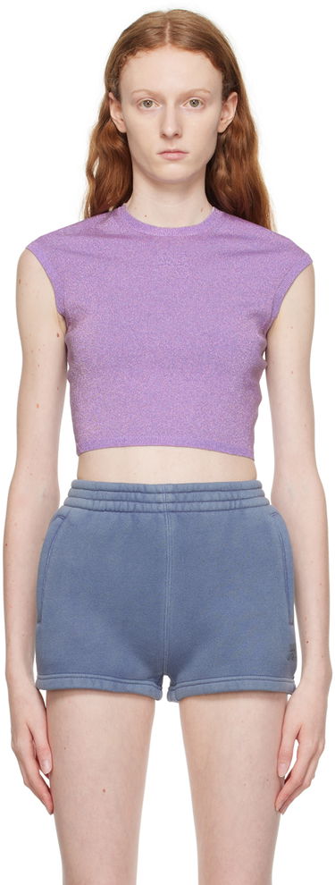 T-shirt Alexander Wang Purple Cropped T-Shirt Lilla | 4KC3231018, 0