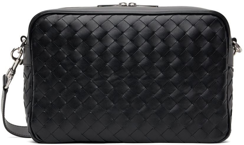 Skuldertaske Bottega Veneta Bottega Veneta Leather Messenger Bag Sort | 755925 V2HL1