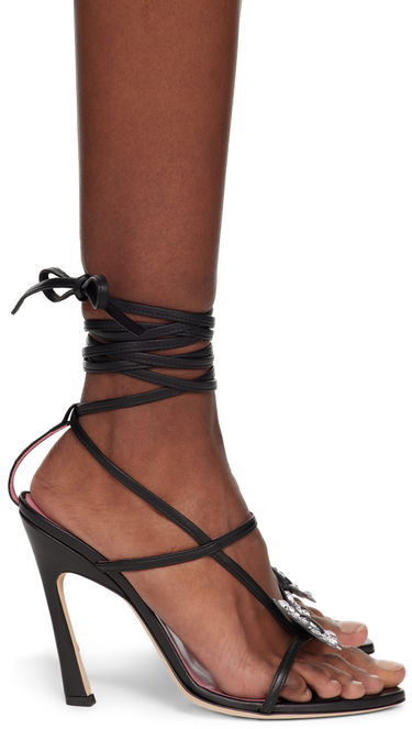Tilbehør Blumarine Blumarine Butterfly '105 Crystal-Embellished Heeled Sandals Sort | 6A4531PX50722222, 0