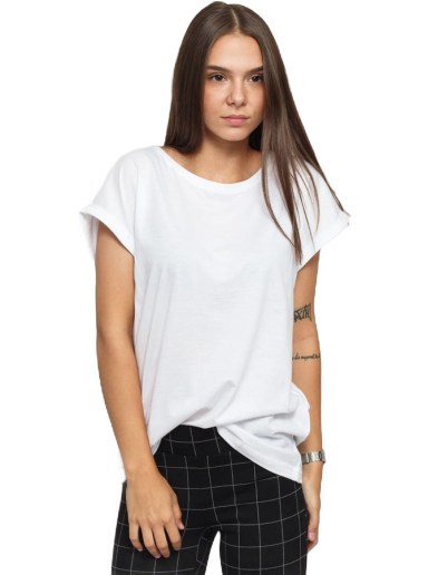 T-shirt Urban Classics Ladies Organic Extended Shoulder Tee Hvid | TB2983 white