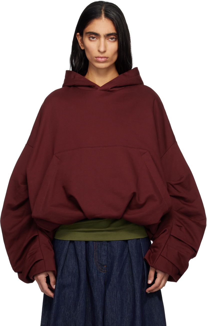 Sweatshirt Dries Van Noten Dries Van Noten Draped Hoodie Bourgogne | 252-011128-2611