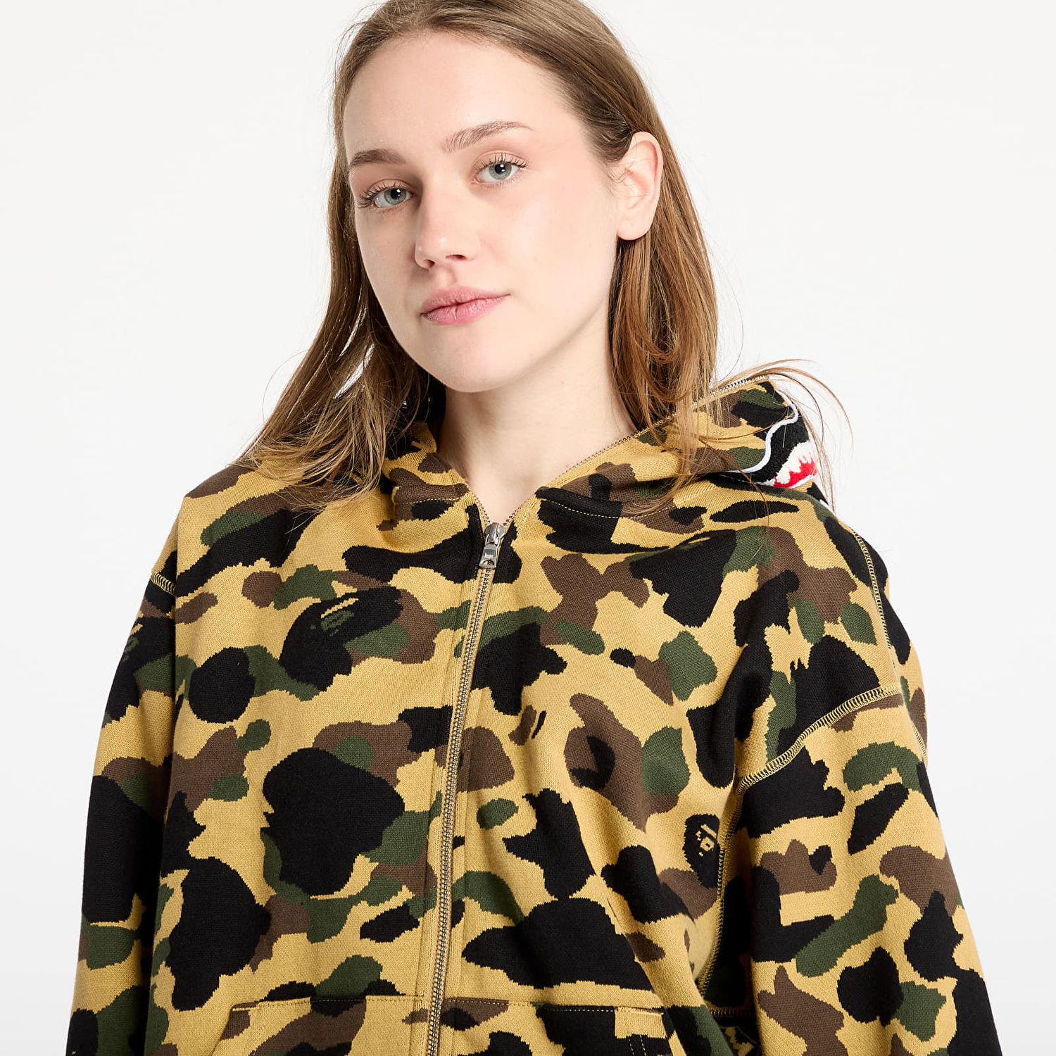 Sweatshirt BAPE A BATHING APE 1st Camo Jacquard Shark Relaxed Fit Full Zip Hoodie Gul | 001ZPL301304MYEL, 1