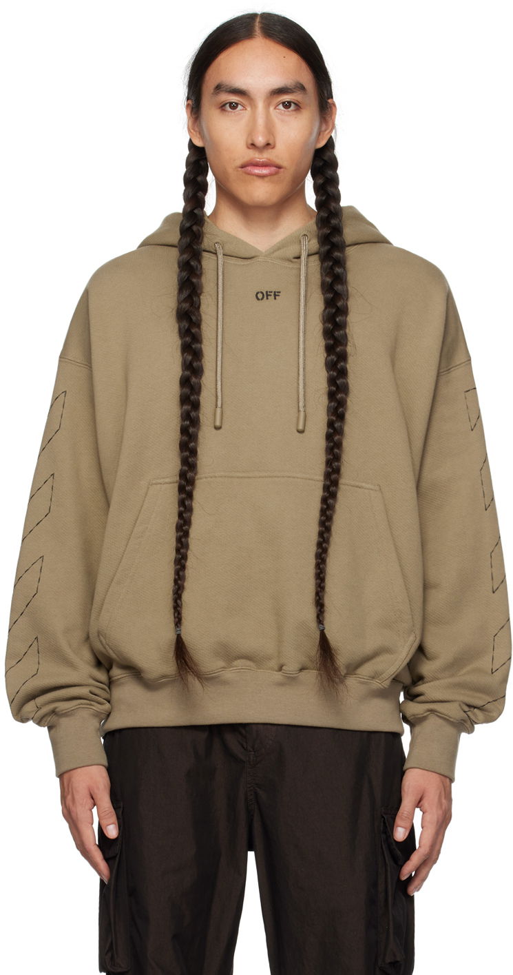 Sweatshirt Off-White Stitch Hoodie Beige | OMBB085F23FLE0196110, 0