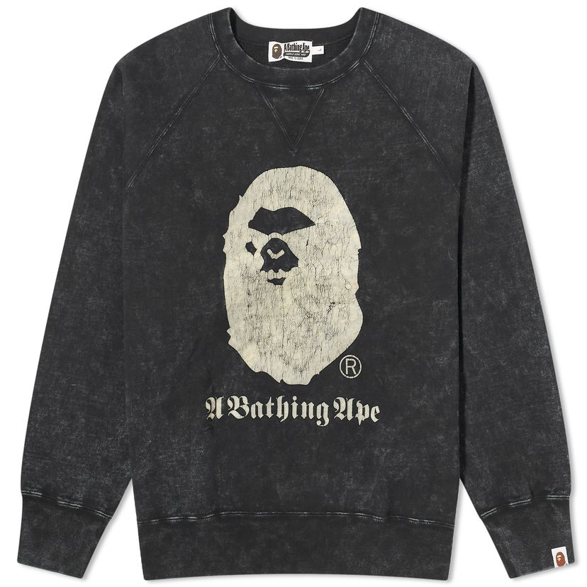 Sweatshirt BAPE A Bathing Ape Overdye Crew Neck Sweatshirt Sort | 001SWK301015M-BLK