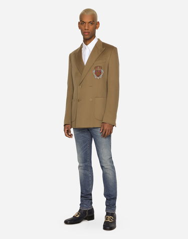 Jeans Dolce & Gabbana Washed Skinny Stretch Jeans With Whiskering Blå | GY07LDG8JV6S9001, 1