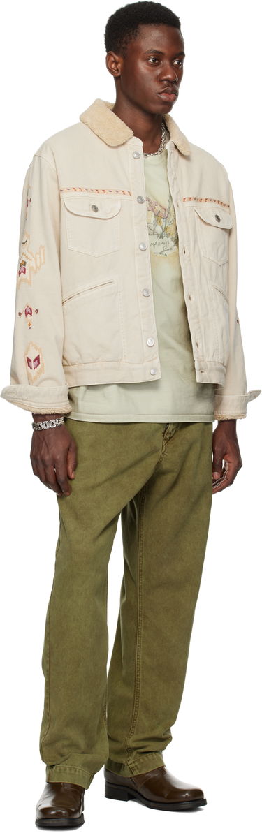 Jakke ISABEL MARANT Isabel Marant Jenson Embroidered Sherpa Denim Jacket Beige | 25PVE0184HA-C1H02H, 3