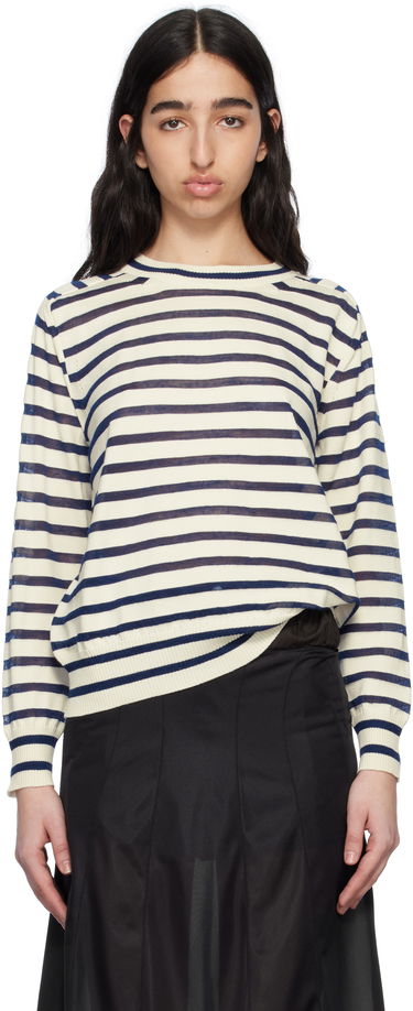 Sweater Comme des Garçons Comme Des Garçons Horizontal Stripe Cotton Sweater Hvid | TO-N007-S25, 0