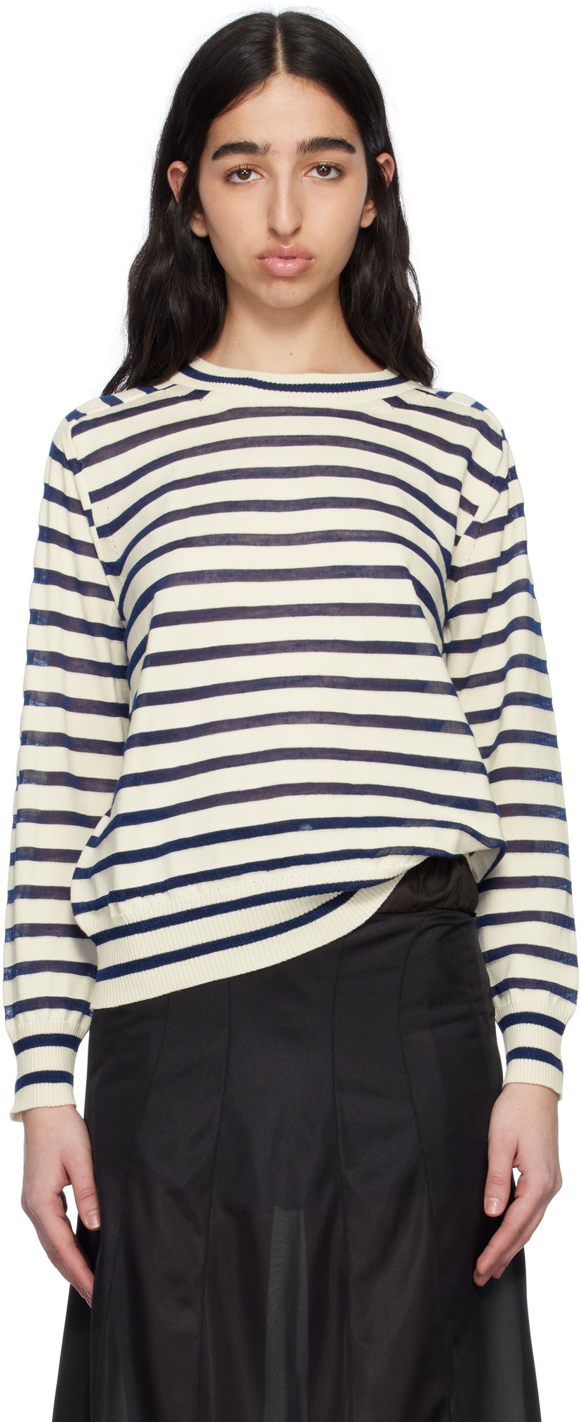 Sweater Comme des Garçons Comme Des Garçons Horizontal Stripe Cotton Sweater Hvid | TO-N007-S25