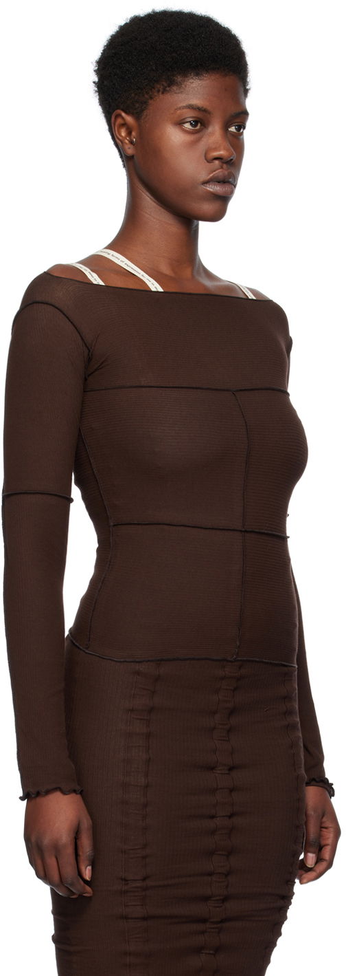 T-shirt Baserange Cinder Long Sleeve Top Brun | TOCL-RB-SP24, 1