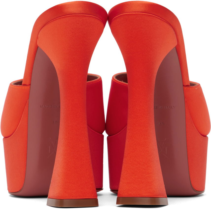 Skopleje Amina Muaddi Amina Muaddi Dalida Heeled Satin Platform Sandals Orange | DALIDA SANDAL PLATEAU SATIN, 1
