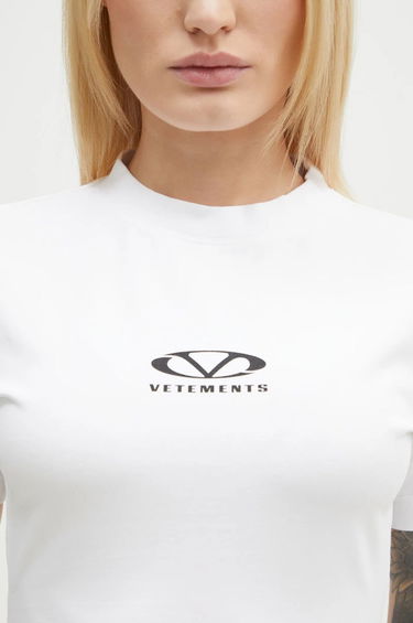 Crop top VETEMENTS VETEMENTS Oval Logo Cropped Fitted T-Shirt Hvid | WA66TR700W, 3
