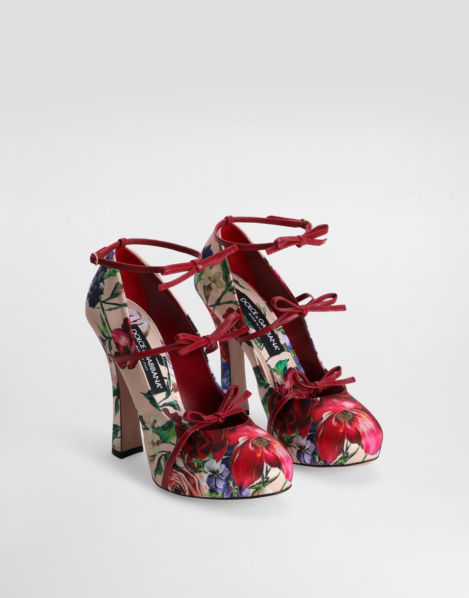 Tilbehør Dolce & Gabbana Dolce & Gabbana Floral Print Satin Slingback Pumps Flerfarvet | CD1944A9Q72H25PR, 1