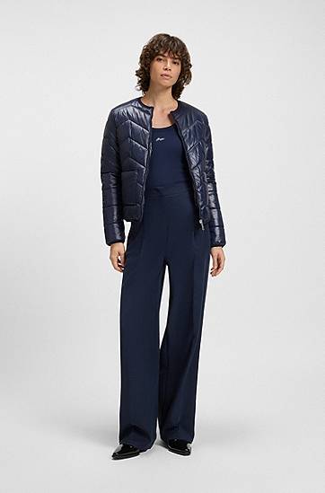 Puffer jakke BOSS Chevron Quilted Water-Repellent Jacket Mørkeblå | 50542364, 1
