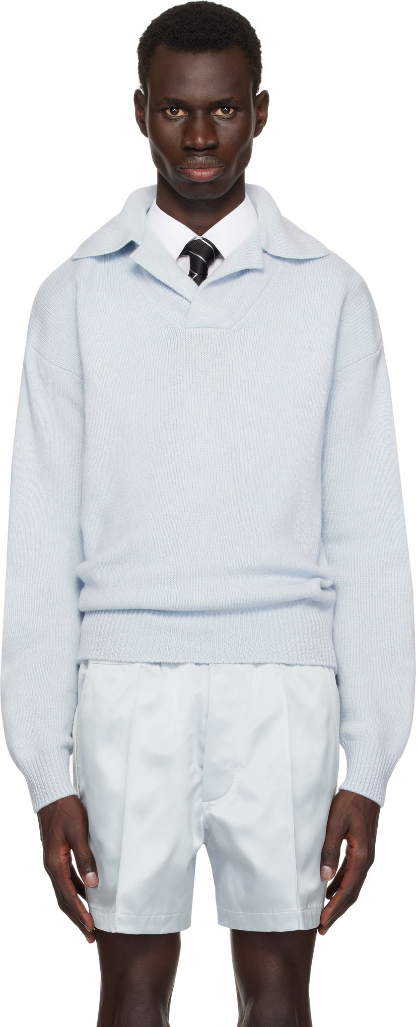 Sweater Tom Ford TOM FORD Cashmere Lambswool Polo Pullover Blå | KPL032-YMK053S25