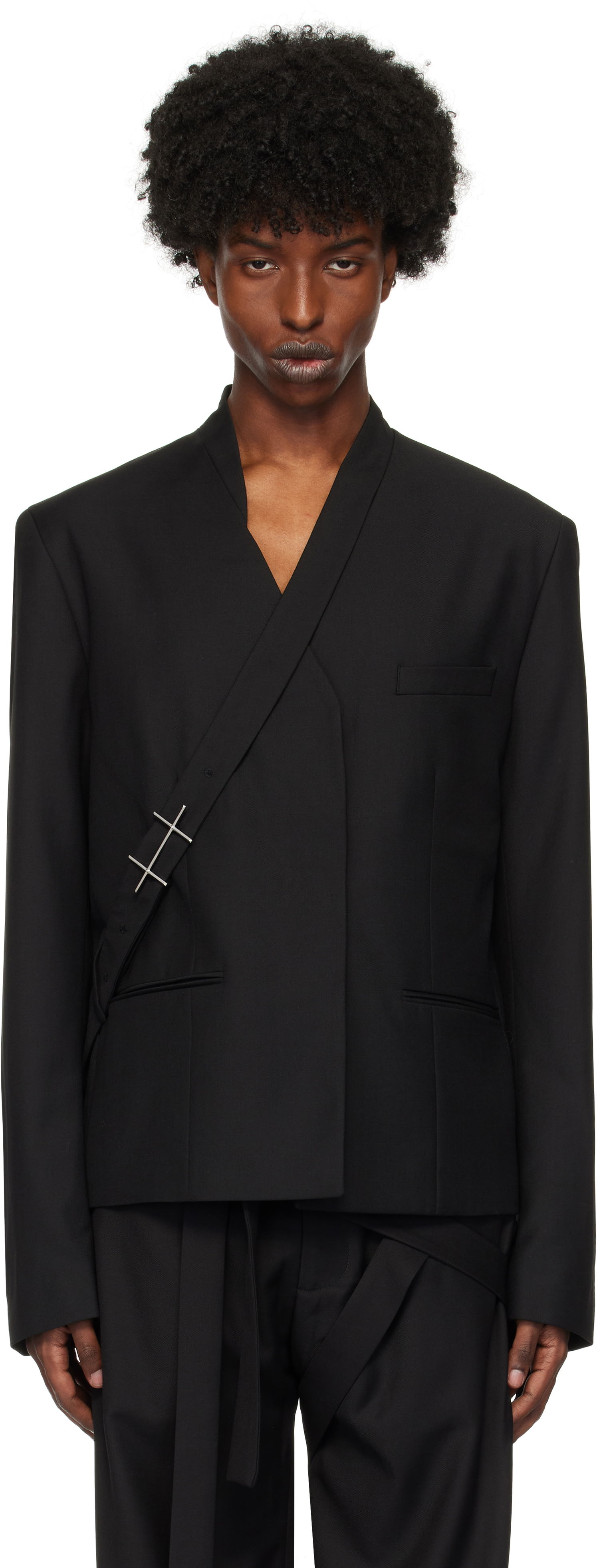 Vest HELIOT EMIL Wrap Closure Blazer Sort | AW24_M_04_045_BLK01, 0