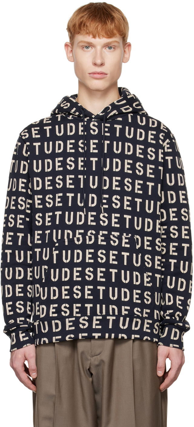 Sweatshirt Études Stencil Allover Print Hoodie Blå | H22MM264OC16DB