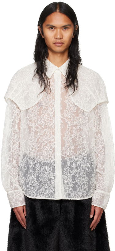 Skjorte Simone Rocha Simone Rocha Sheer Classic Fit Lace Shirt Hvid | 5289C 1099, 0