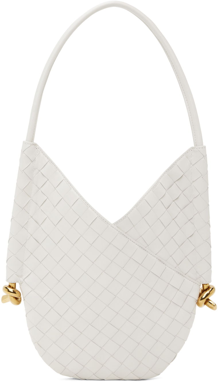 Håndtaske Bottega Veneta Small Intrecciato Leather Shoulder Bag Hvid | 740898 VCPP1
