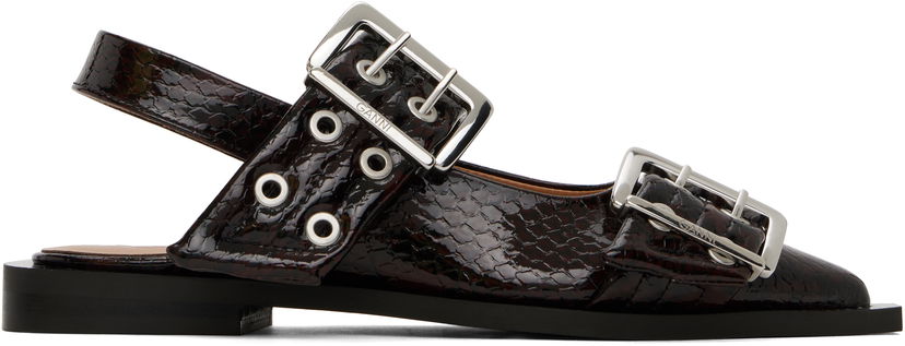 Bælter GANNI GANNI Snake Buckle Flats Brun | S2951