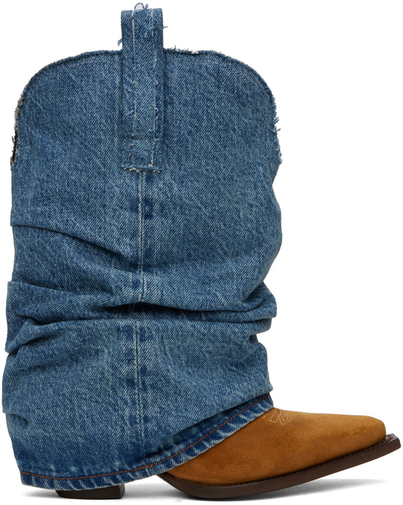 Tøj R13 R13 Low Rider Cowboy Denim Boots Blå | R13S0109-DEN
