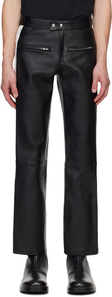 Bukser Courrèges Courrèges Contrast Band Biker Leather Pants Sort | 324LPA245CV0005, 0