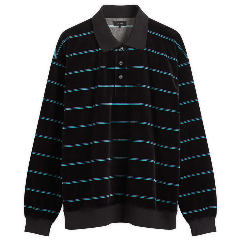 Polo skjorte BEAMS Velour Border Stripe Long-Sleeve Polo Shirt Flerfarvet | 1112-0212-639-19