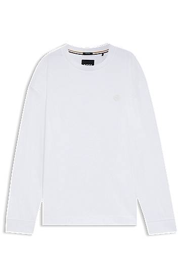 T-shirt BOSS Mercerised-cotton T-shirt with Double B monogram Hvid | 50557846, 0