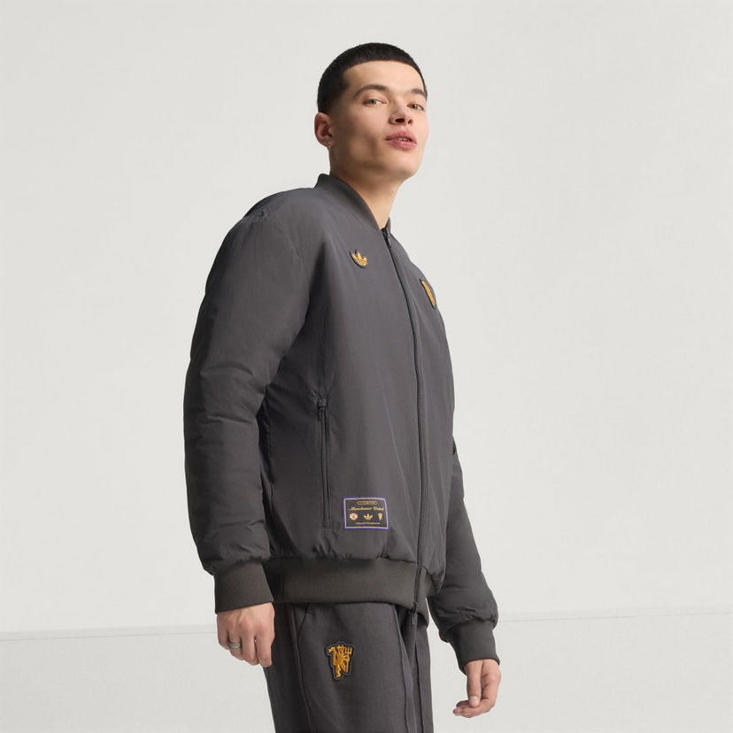 Bomberjakke adidas Performance Manchester United Terrace Icons Bomber Jacket Grå | JN2831