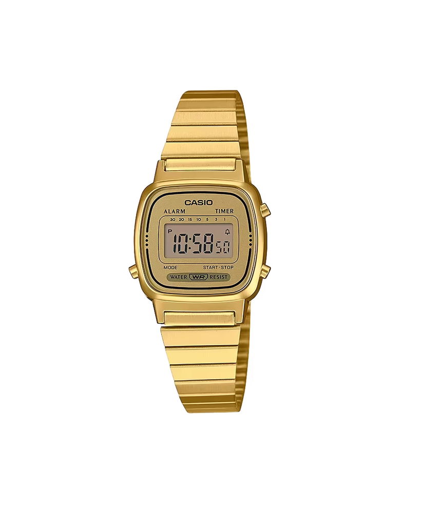 Ur CASIO Digital Watch With Gold Tone Stainless Steel Strap Metalisk | LA670WEGA-9EF