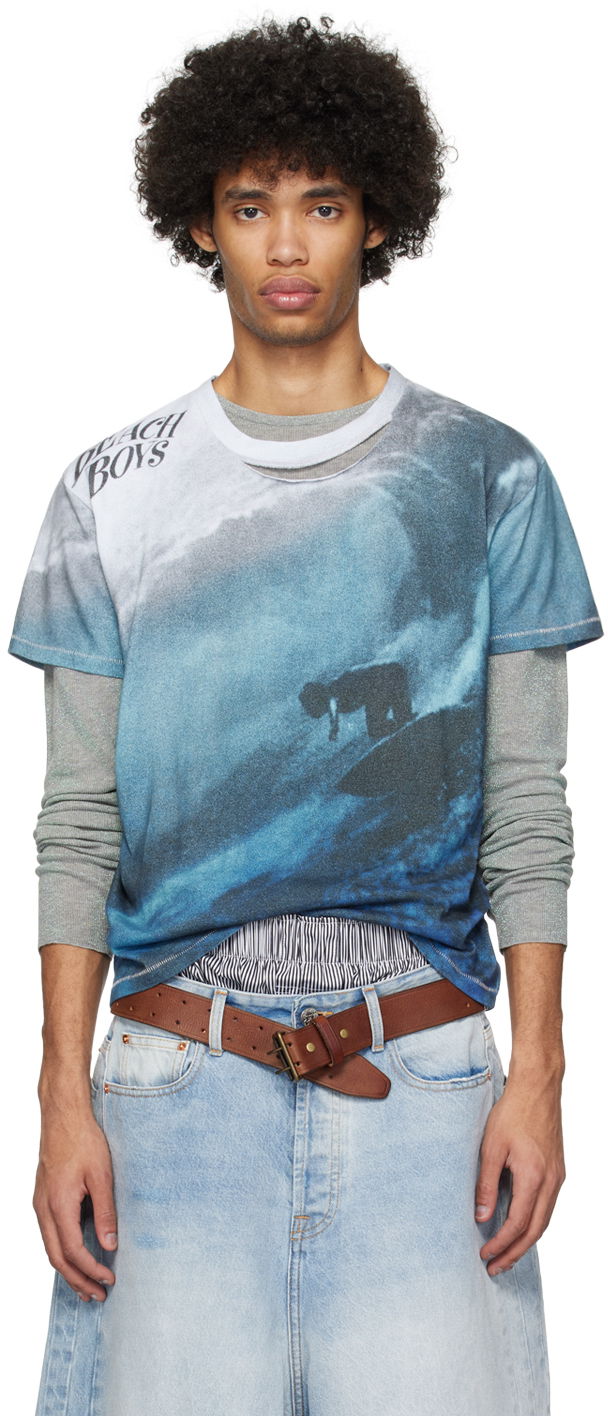 T-shirt ERL ERL Beach Boys Graphic T-Shirt Blå | ERL08T011