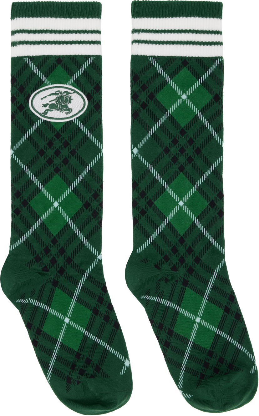 Sokker Burberry Burberry Argyle Check Stretch Socks Grøn | 8113536