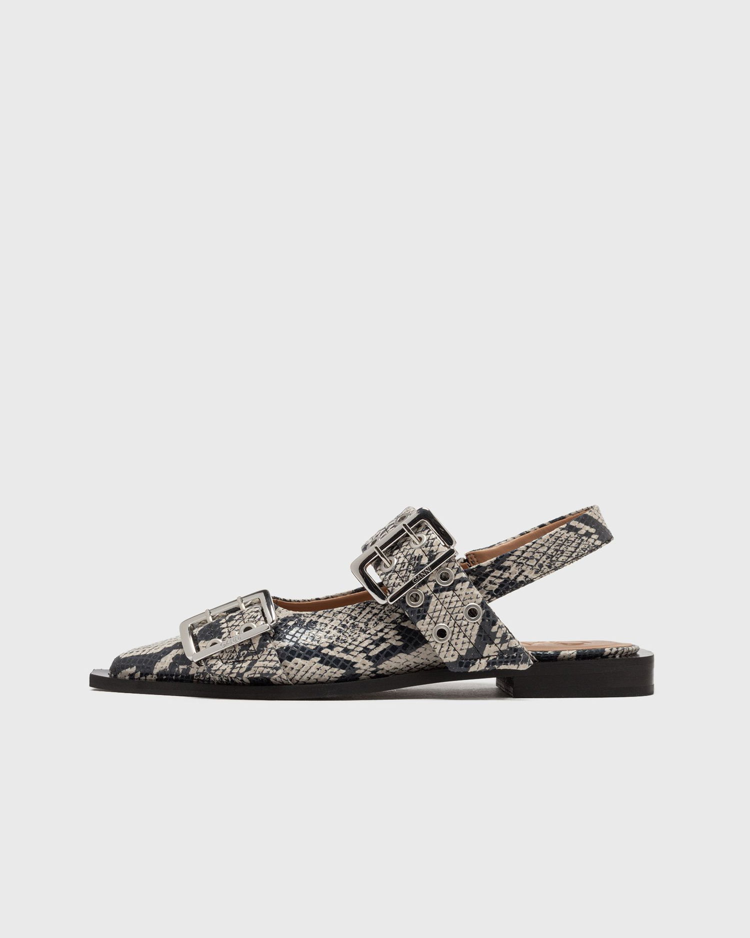 Sneakers og sko GANNI Feminine Buckle Ballerina Snake Beige | S2890-934, 0