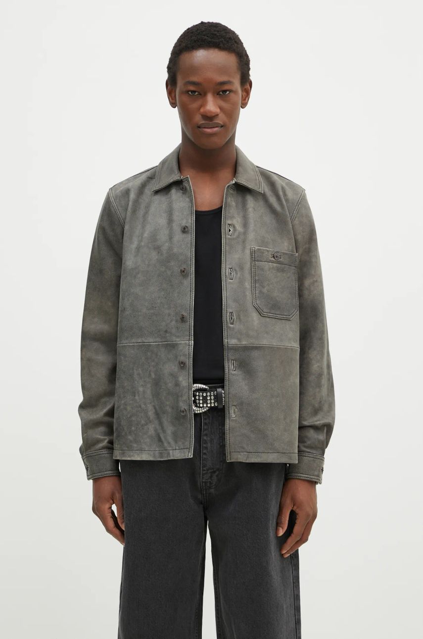 Skjorte Samsoe Samsoe Samsoe Samsoe Saruffo X C Leather Shirt Jacket Grå | M24400053, 0