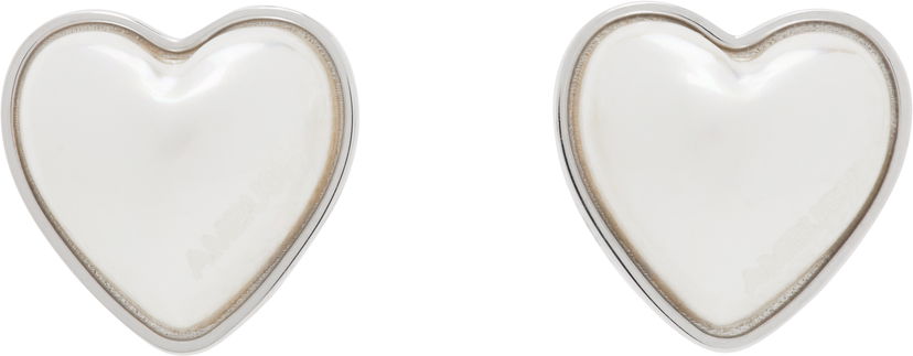 Øreringe Ambush AMBUSH Faux Pearl Heart Stud Earrings Hvid | 12115240