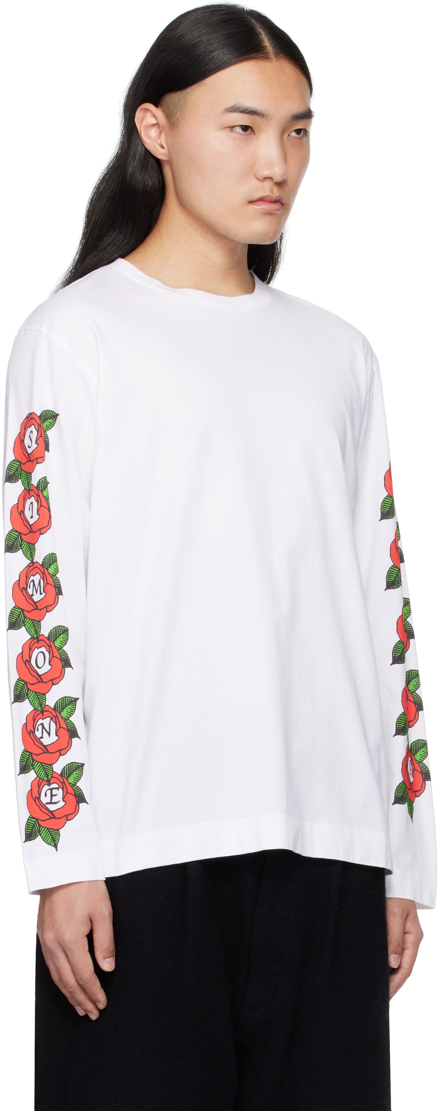 T-shirt Simone Rocha Simone Rocha Cluster Rose Logo Print T-shirt Hvid | 5194P33P34-M 0569, 1