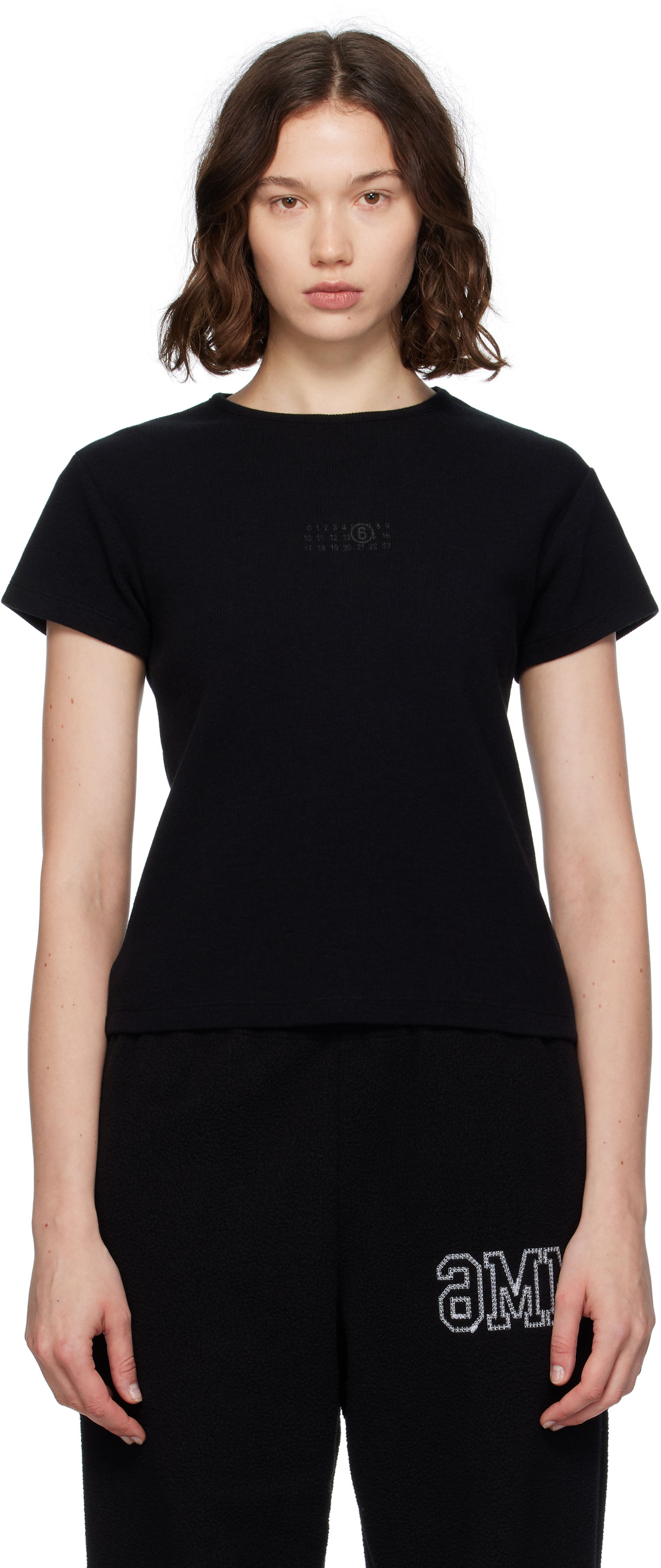 T-shirt Maison Margiela MM6 Maison Margiela Ribbed T-Shirt Sort | S52GC0357 M20122, 0