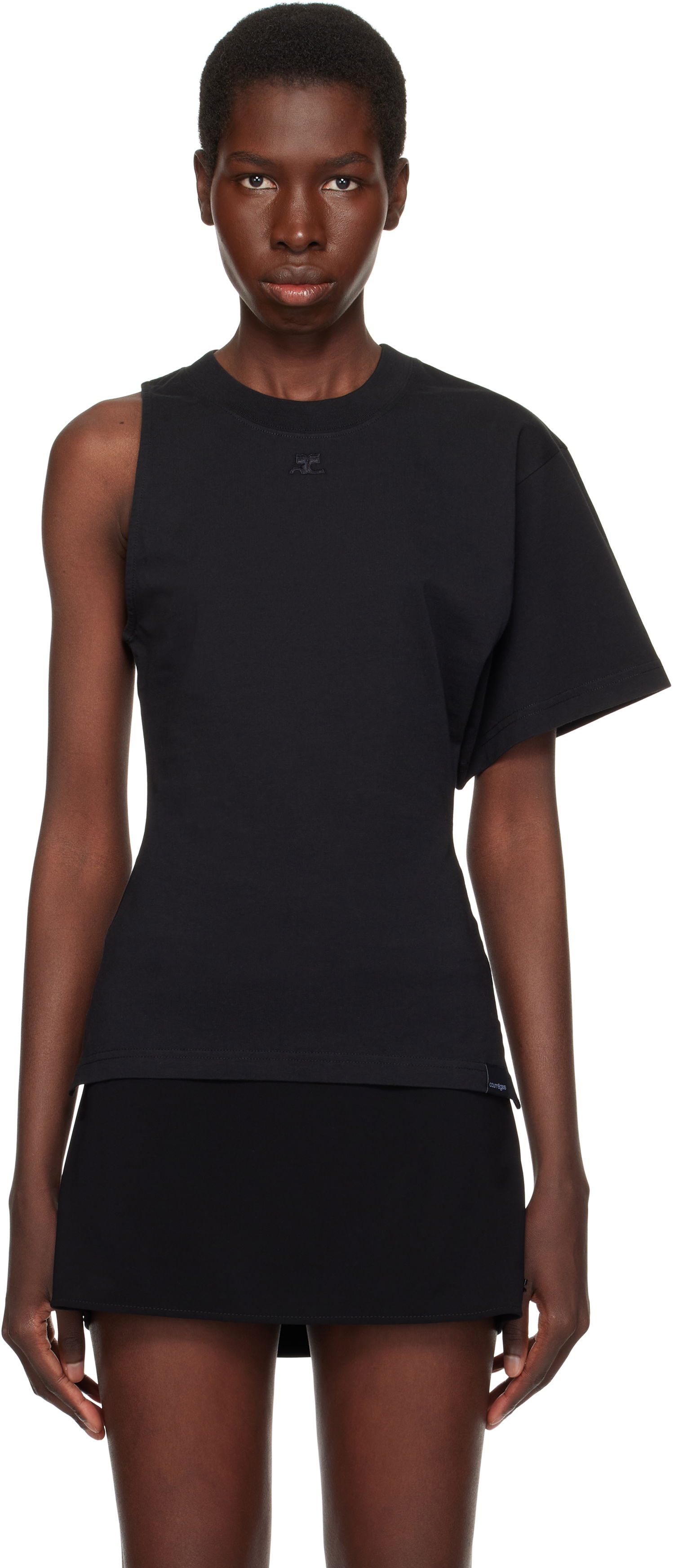Tanktop Courrèges Courrèges Scuba One-Sleeve T-Shirt Sort | 225JTS201JS0107, 0