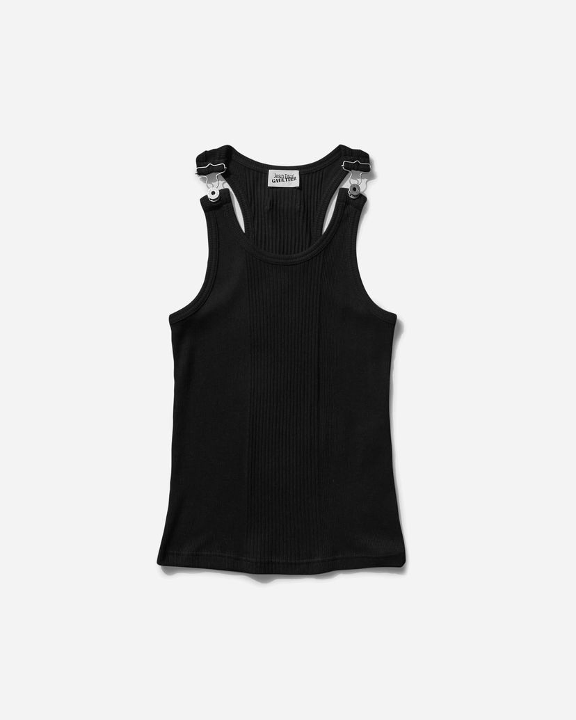 Tanktop Jean Paul Gaultier Patch Detail Ribbed Tank Top Sort | 24-25-U-DB023-J054 00