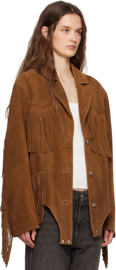 Jakke Coperni Coperni Fringed Suede Jacket Brun | COPOW37F6036, 1