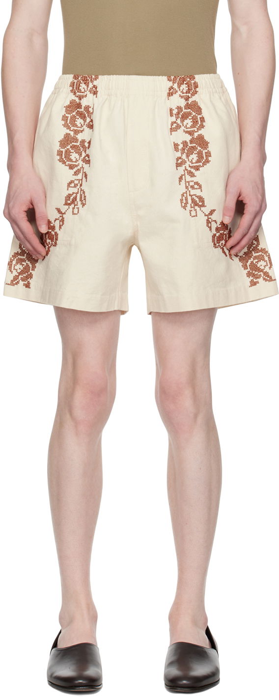 Shorts Bode Rose Garland Shorts "Off-White" Beige | MRF23BT078