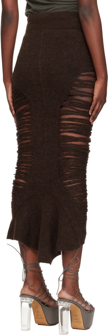 Nederdel Rick Owens Rick Owens Calf Dauphine Midi Skirt Brun | RP02E4685 KGRIDP, 2