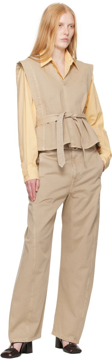 Vest LEMAIRE Lemaire Chasuble Denim Peplum Vest Beige | TO1227 LD1043, 3