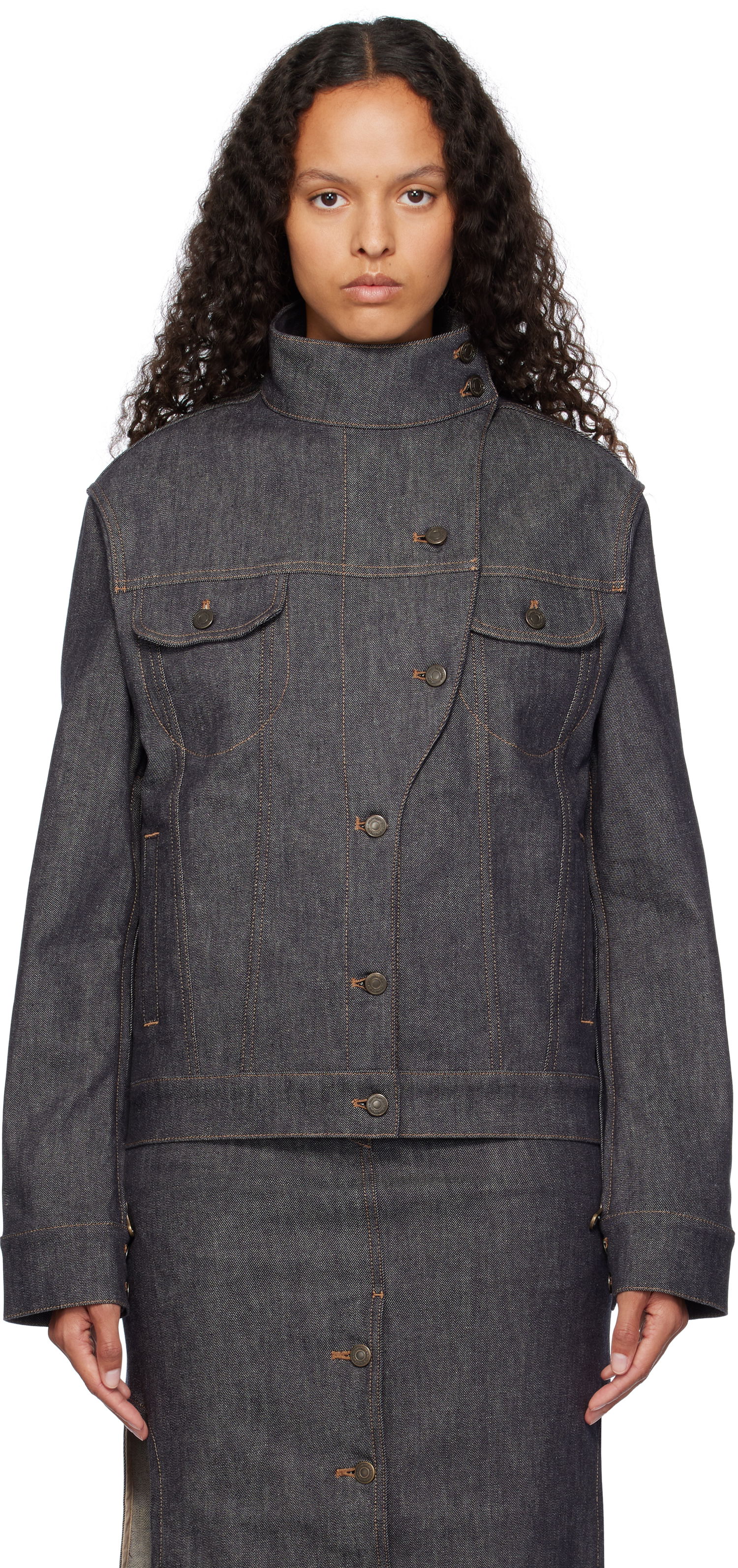 Jakke Courrèges Motorcycle Denim Jacket Blå | 424DBL217DE0035, 0
