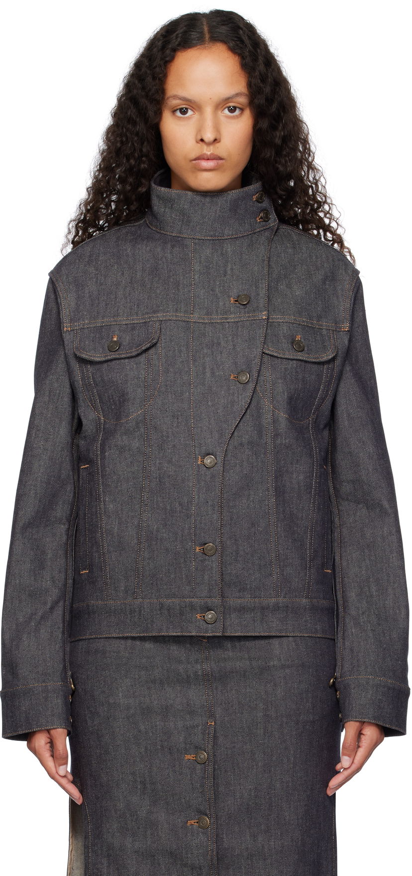 Jakke Courrèges Motorcycle Denim Jacket Blå | 424DBL217DE0035