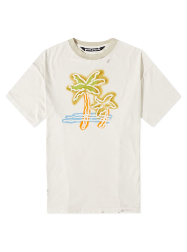 T-shirt Palm Angels Neon Palm Tee Hvid | PMAA072S23JER0010384
